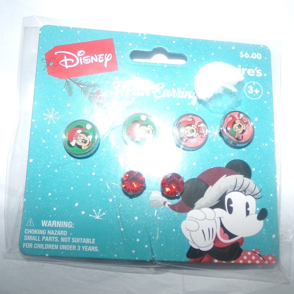 Disney Minnie Mouse Christmas Holiday Earring Set 3 Pairs From Claire's